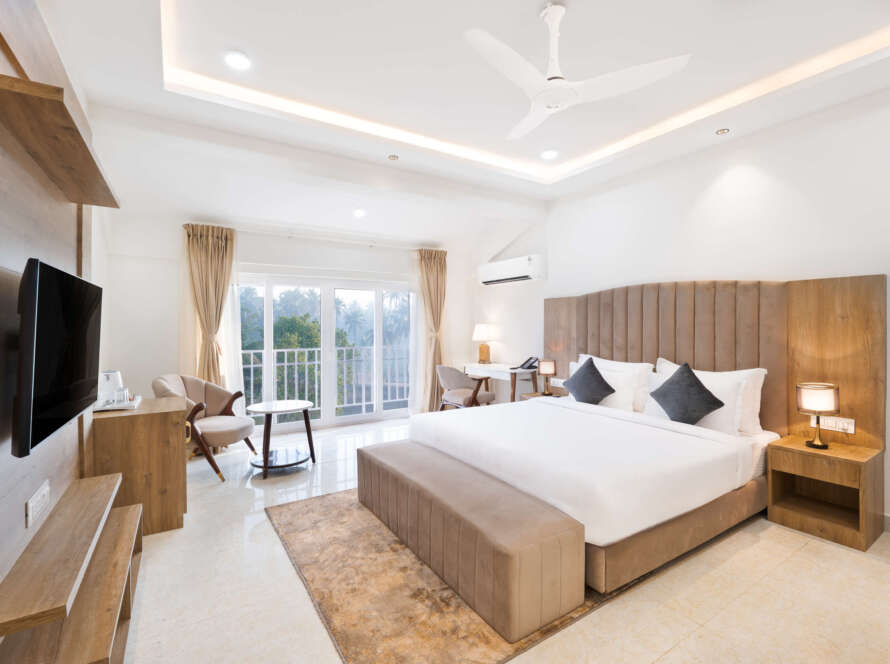 Modern lounge seating area in White Wharf apartment